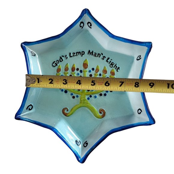 Star Of David Glass Dish Celebrate Hanukkah Menorah God's Lamp Man's Light - Picture 7 of 10